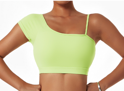 Summer Sexy Oblique Shoulder Yoga Clothes Tops